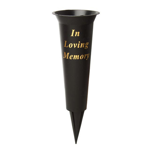 Cemetery Memorial Spike Vase "Loving Memory" BLK (10Dx33cmH)