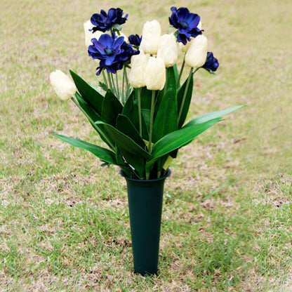 Cemetery Memorial Flower Vase with Spike Green (10Dx33cmH)