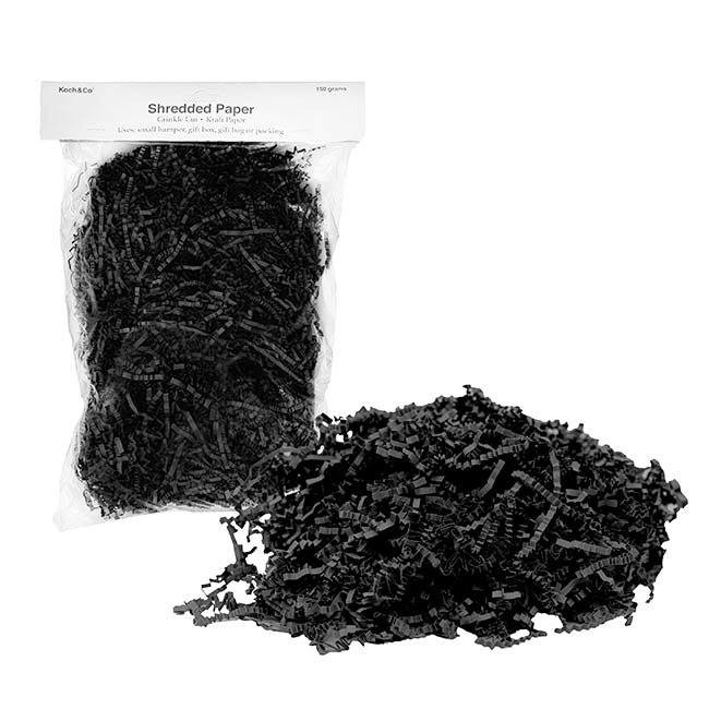 Premium Shredded Paper Filler Crinkle Cut Black 150gram Bag