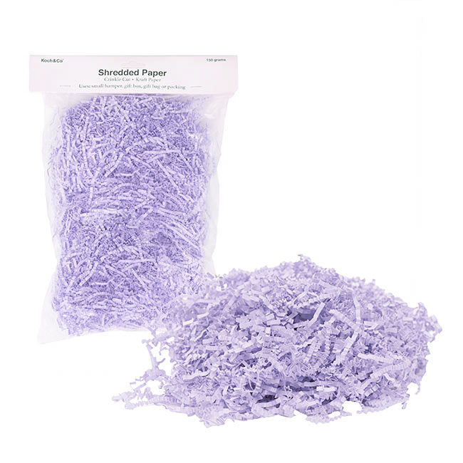 Premium Shredded Paper Filler Crinkle Cut Lilac 150gram Bag