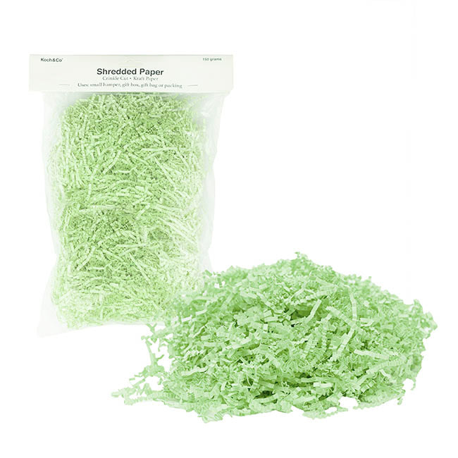 Premium Shredded Paper Filler Crinkle Cut Mint 150gram Bag