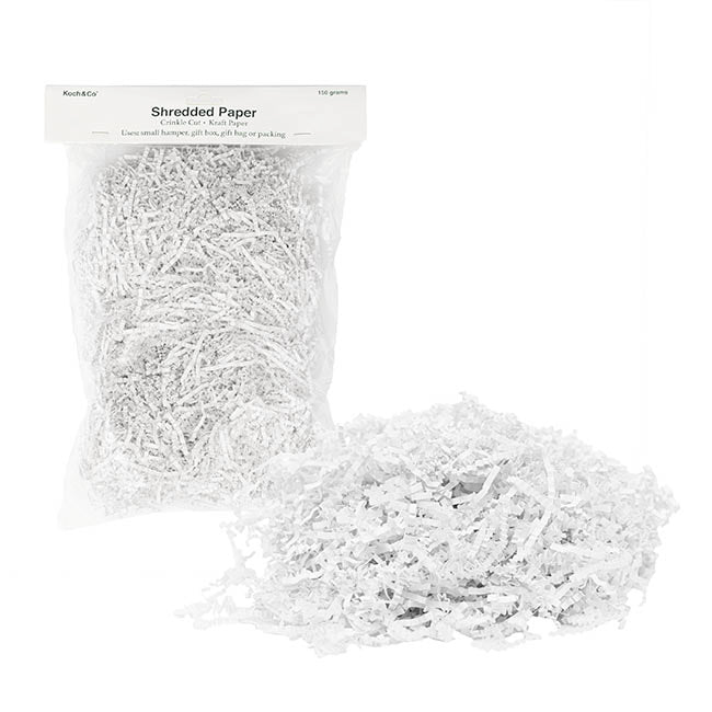 Premium Shredded Paper Filler Crinkle Cut White 150gram Bag