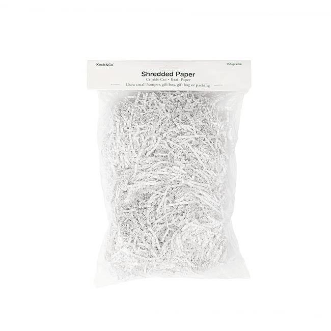 Premium Shredded Paper Filler Crinkle Cut White 150gram Bag