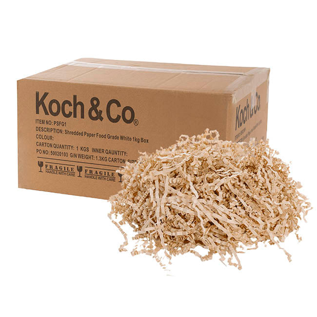 Shredded Paper Food Grade 4mm 40gsm Kraft Brown 1kg Box