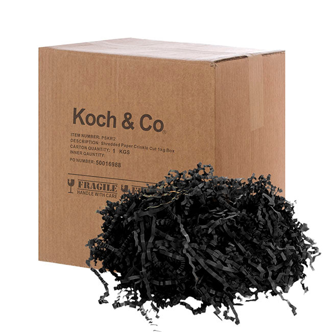 Shredded Paper Filler Food Grade 3mm Black 1kg Box