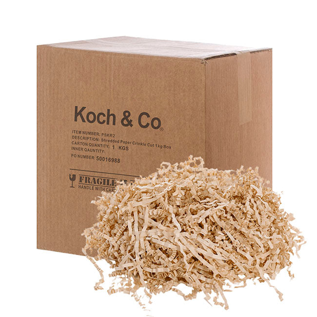 Shredded Paper Filler Food Grade 3mm Brown Kraft 1kg Box