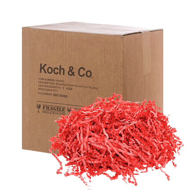 Shredded Paper Filler Food Grade 3mm Red 1kg Box