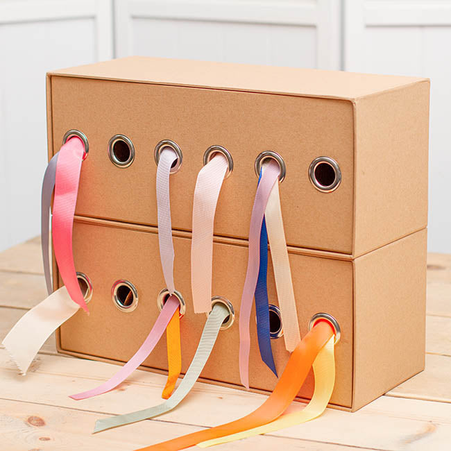 Ribbon Dispenser Box Natural (36x15x15cmH)