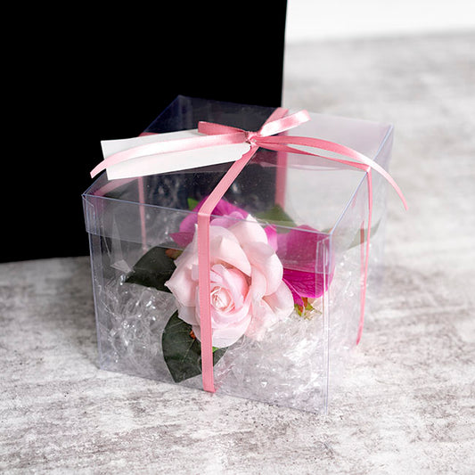 Cello Acetate PVC Corsage Box (14x14x12cmH) Square Clear