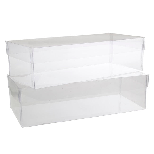 Cello Acetate PVC Corsage Box (11x23x7cmH) Rctang 2 Pk Clear