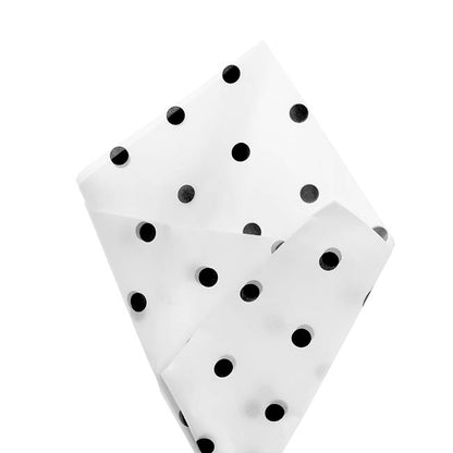 Tissue Paper Inspo Black Spots Pk100 17gsm White (50x75cm)