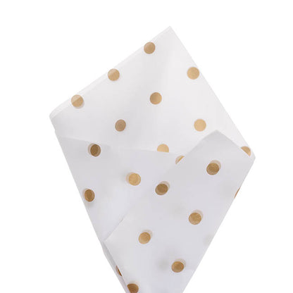 Tissue Paper Inspo Gold Spots Pk100 17gsm White (50x75cm)