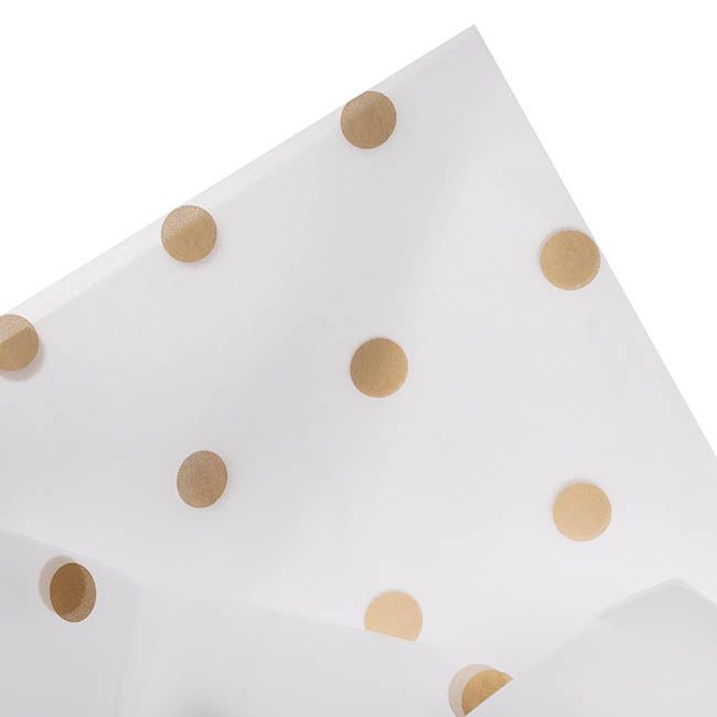 Tissue Paper Inspo Gold Spots Pk100 17gsm White (50x75cm)
