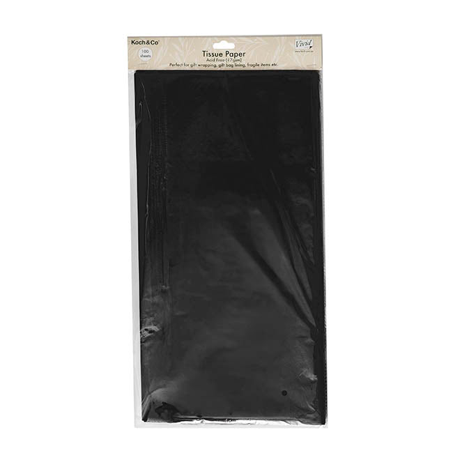 Tissue Paper Pack 100 Acid Free 17gsm Black (50x75cm)