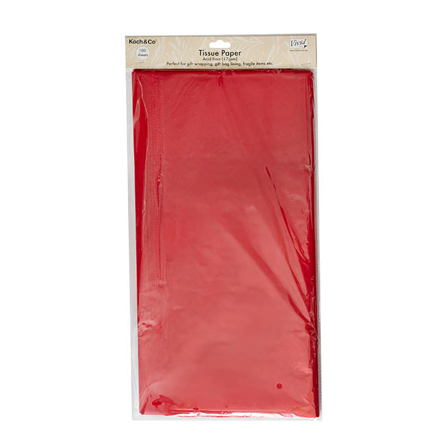 Tissue Paper Pack 100 Acid Free 17gsm Red (50x75cm)