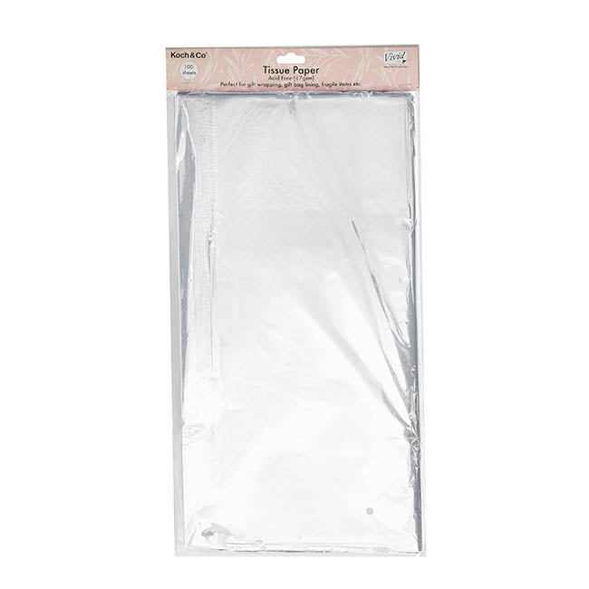 Tissue Paper Pack 100 Acid Free 17gsm White (50x75cm)