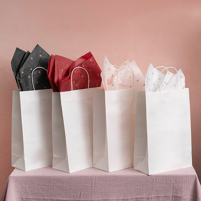 Tissue Paper Inspo Gold Hearts 17gsm Pk100 Pink (50x75cm)