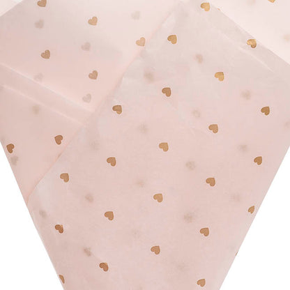 Tissue Paper Inspo Gold Hearts 17gsm Pk100 Pink (50x75cm)