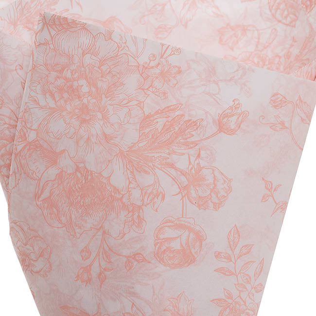 Tissue Paper Inspo Florals Pk100 21gsm Pink White (50x75cm)