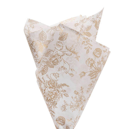 Tissue Paper Inspo Florals Pk100 21gsm Gold White(50x75cm)