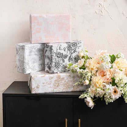 Tissue Paper Inspo Florals Pk100 21gsm Gold White(50x75cm)