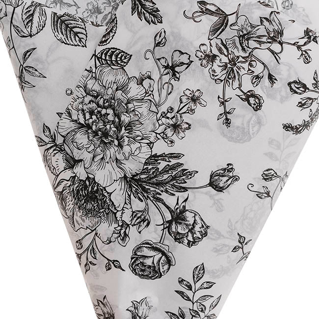 Tissue Paper Inspo Florals Pk100 21gsm Black White(50x75cm)