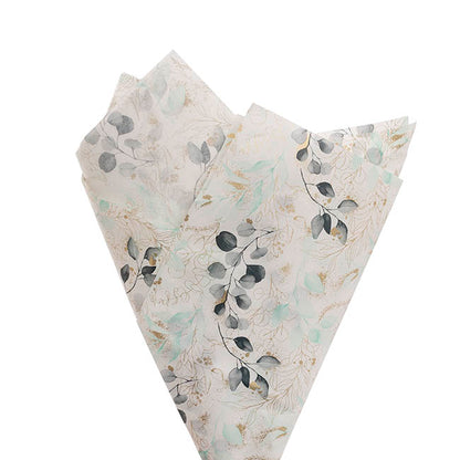 Tissue Paper Luxe Leaves Pk100 28gsm White (50x75cm)