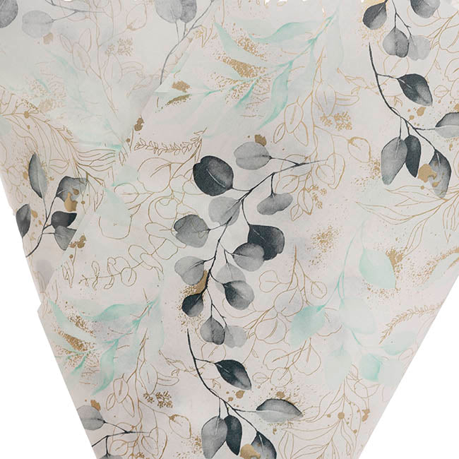 Tissue Paper Luxe Leaves Pk100 28gsm White (50x75cm)