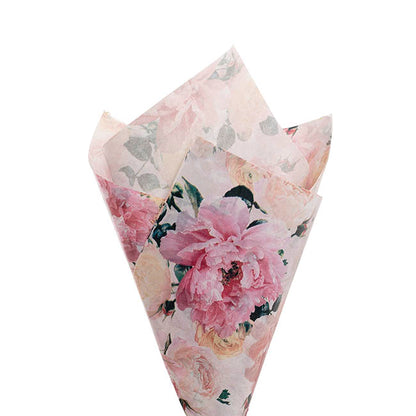 Tissue Paper Luxe Floral Pk100 28gsm Pink White (50x75cm)