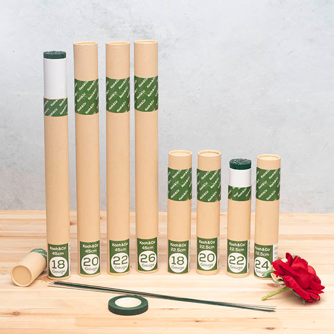 Green Florist Wire 22.5cm (9 inch) 24 Gauge 1kg Tube