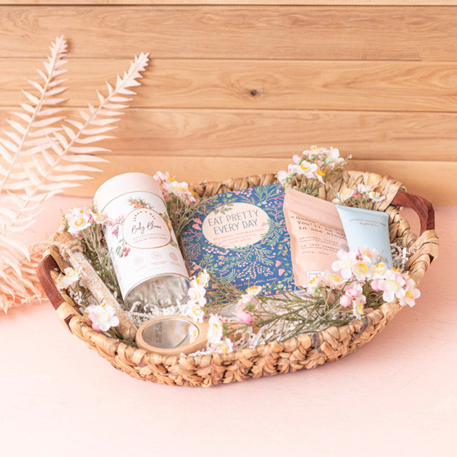 Hyacinth Tray with Handles Round Natural (35x35x10cmH)