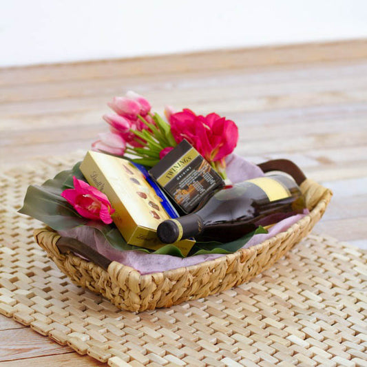 Hyacinth Tray with Handles Oval Natural (35x26x9cmH)