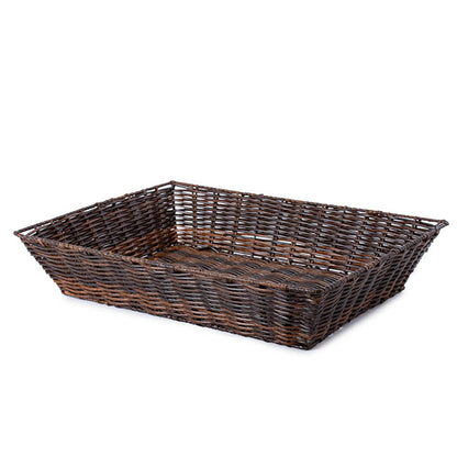 Artificial Wicker Tray Rectangle XL Dark Brown (50x37x10cmH)