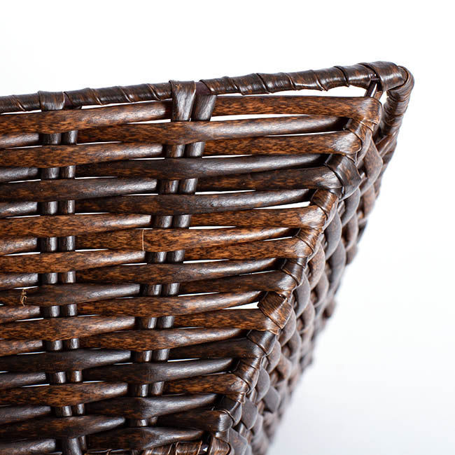 Artificial Wicker Tray Rectangle L Dark Brown (43x34x10cmH)