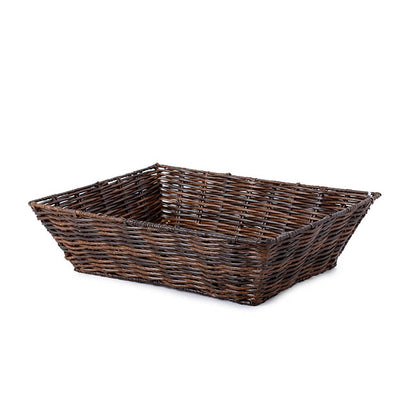 Artificial Wicker Tray Rectangle M Dark Brown (37x28x10cmH)