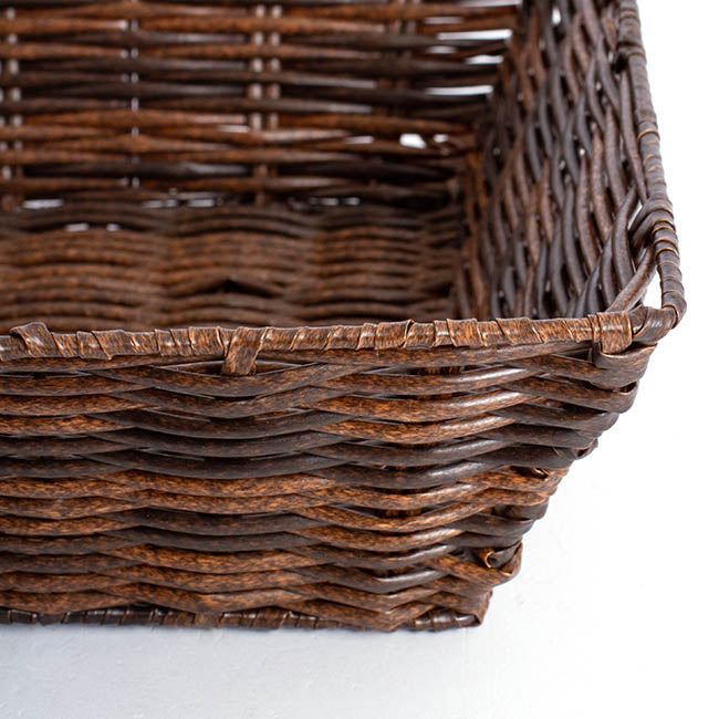 Artificial Wicker Tray Rectangle M Dark Brown (37x28x10cmH)