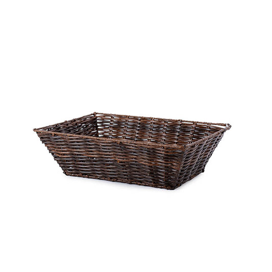 Artificial Wicker Tray Rectangle S Dark Brown (33x24x10cmH)