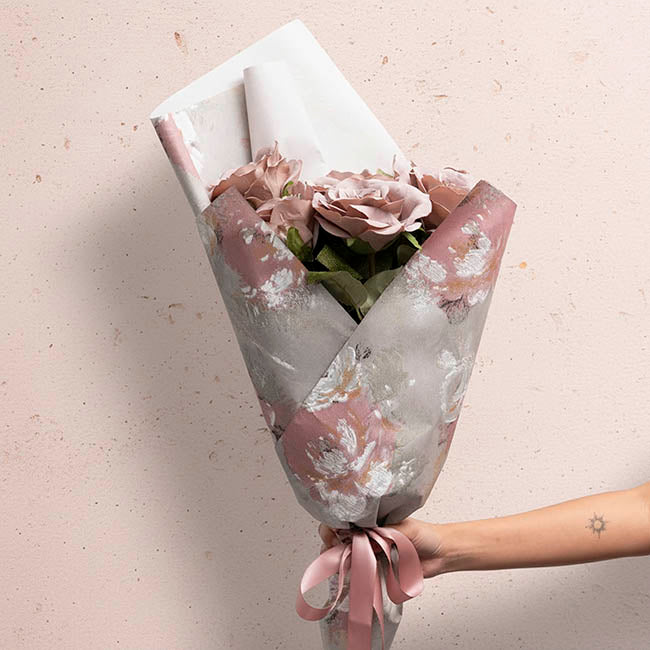 Textura Blooms Floral Paper 80gsm Grey Pack 30 (50x60cm)