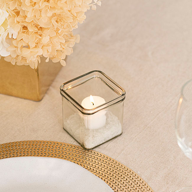 Glass Votive Candle Holder Cube Clear (7.5x7.5x7.5cmH)