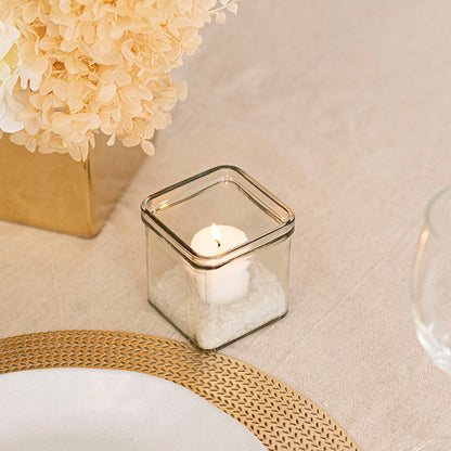Glass Votive Candle Holder Cube Clear (7.5x7.5x7.5cmH)
