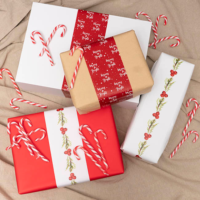 Wrapping Narrow Roll Merry & Bright Gloss Red (10cmx25m)