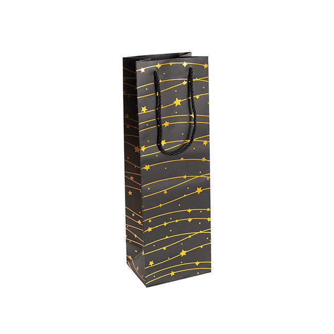Wine Bag Single Bottle Pack 5 Stars BlackGold (12x9x36cmH)
