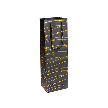 Wine Bag Single Bottle Pack 5 Stars BlackGold (12x9x36cmH)