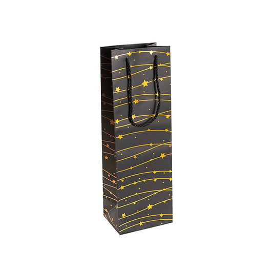 Wine Bag Single Bottle Pack 5 Stars BlackGold (12x9x36cmH)
