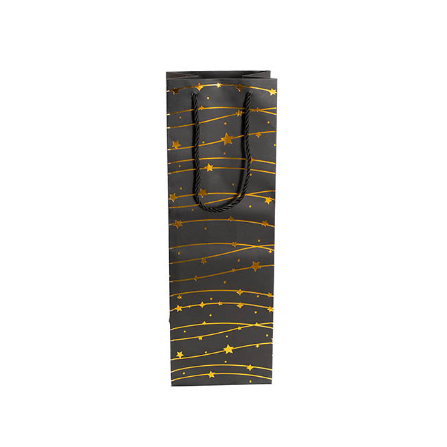Wine Bag Single Bottle Pack 5 Stars BlackGold (12x9x36cmH)