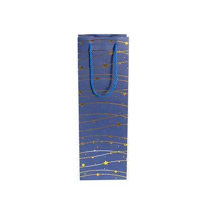 Wine Bag Single Bottle Pack 5 Stars Blue Gold (12x9x36cmH)