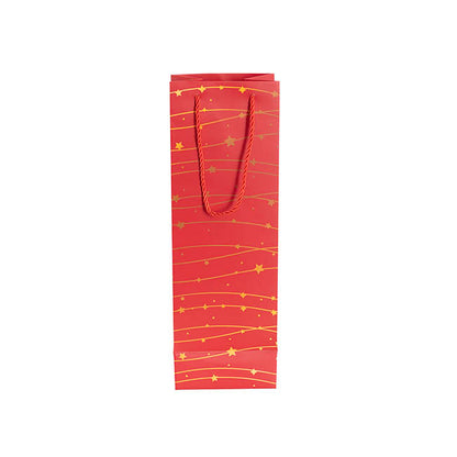 Wine Bag Single Bottle Pack 5 Stars Red Gold (12x9x36cmH)