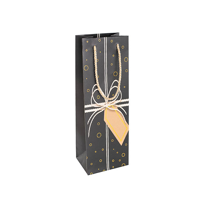 Wine Bag Single Bottle Pack 5 Gift Design Black (12x9x35cmH)