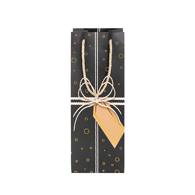 Wine Bag Single Bottle Pack 5 Gift Design Black (12x9x35cmH)