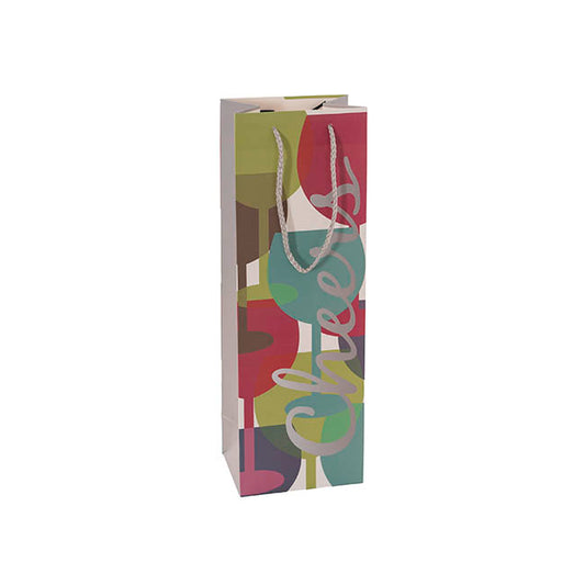 Wine Bag Single Bottle Pack 5 Cheers Blue Pink (12x9x35cmH)